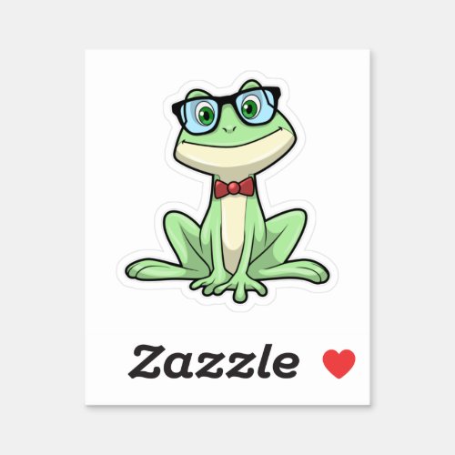 Frog Nerd Student Glasses Tie Sticker