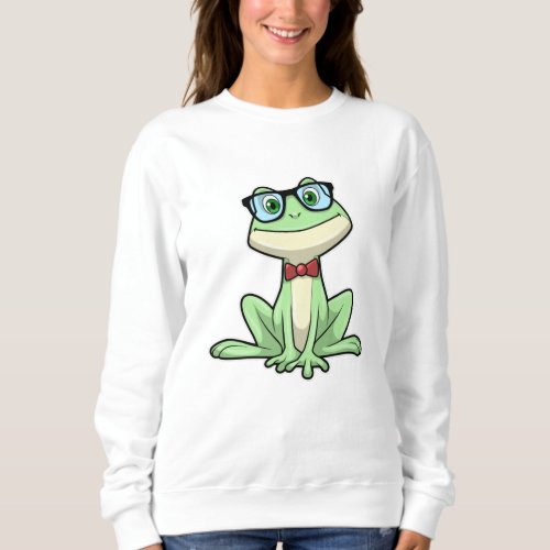 Frog Nerd Student Glasses Tie Sweatshirt