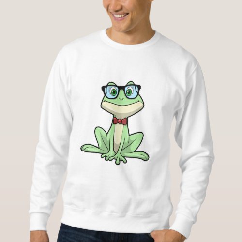 Frog Nerd Student Glasses Tie Sweatshirt