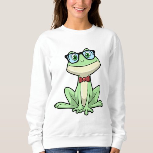 Frog Nerd Student Glasses Tie Sweatshirt