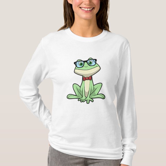 Frog Nerd Student Glasses Tie T-Shirt (Front)
