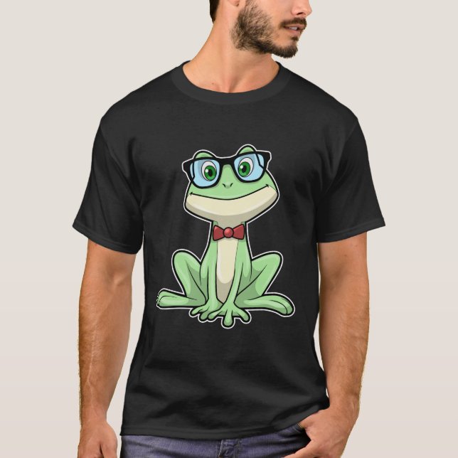 Frog Nerd Student Glasses Tie T-Shirt (Front)