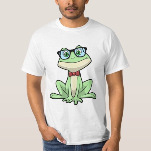 Frog Nerd Student Glasses Tie T_Shirt