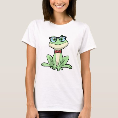 Frog Nerd Student Glasses Tie T_Shirt