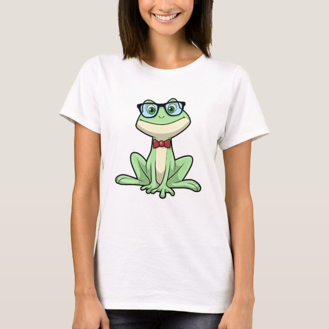 Frog Nerd Student Glasses Tie T-Shirt (Front)