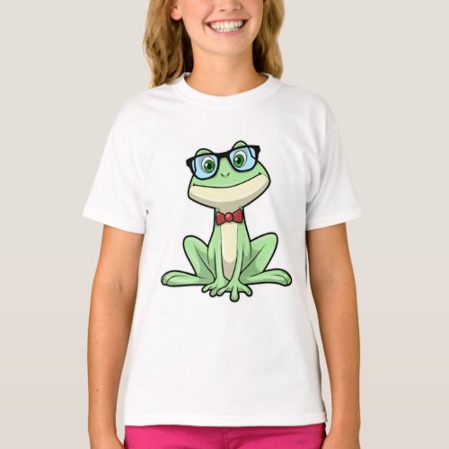 Frog Nerd Student Glasses Tie T_Shirt