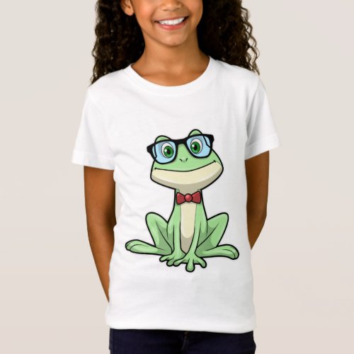 Frog Nerd Student Glasses Tie T_Shirt