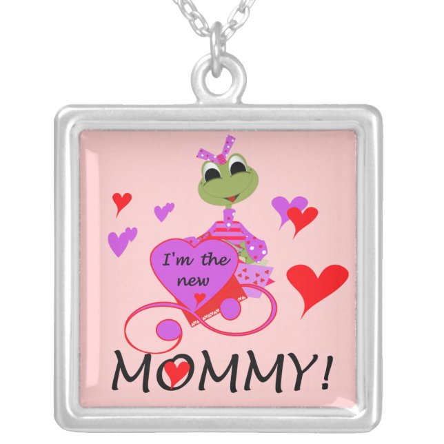 Frog New Mommy Gifts Silver Plated Necklace (Front)