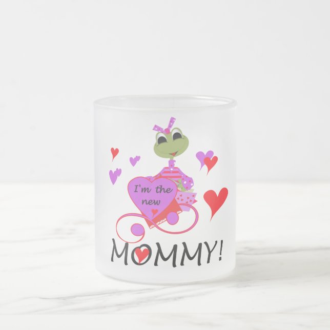 Frog New Mommy T-shirts and Gifts Frosted Glass Coffee Mug (Center)
