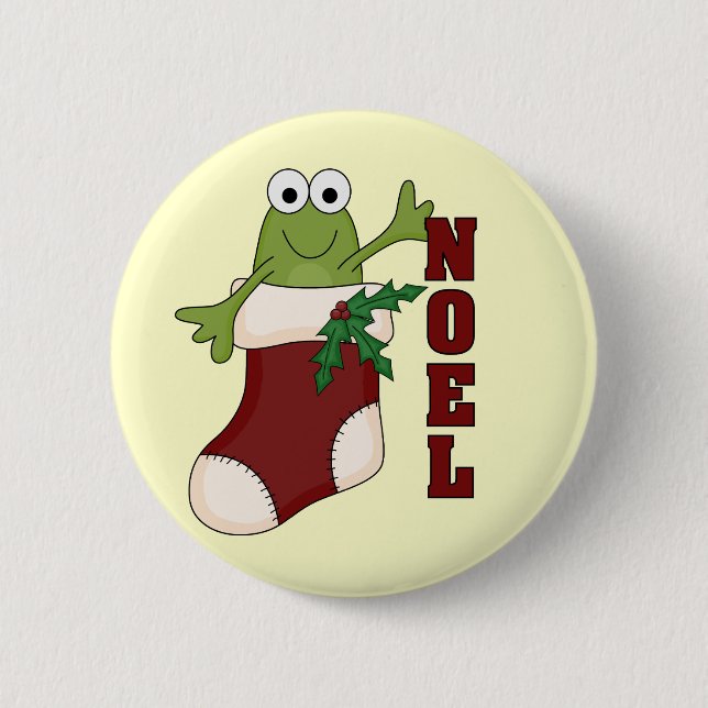 Frog Noel Holiday Tshirts and Gifts Button (Front)