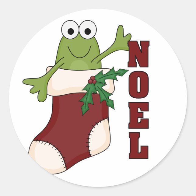 Frog Noel Holiday Tshirts and Gifts Classic Round Sticker (Front)