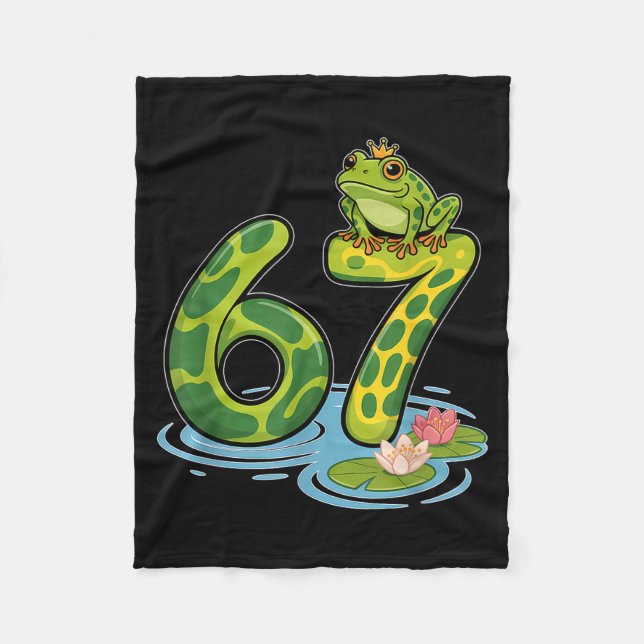 Frog Number 67 Or 67th Birthday Cool Meme Six Seve Fleece Blanket (Front)