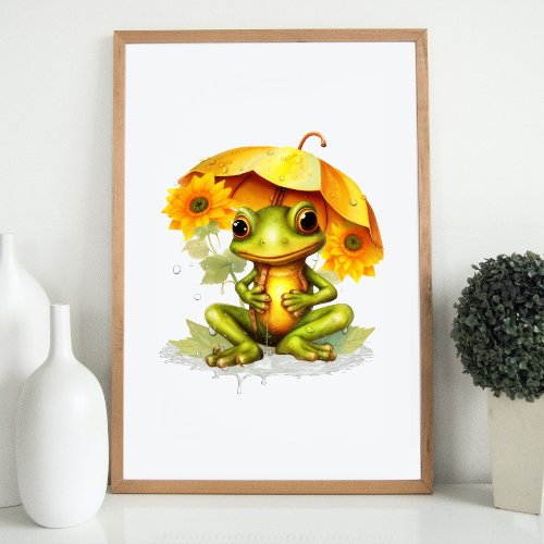 Frog Nursery Decor Baby Frog with Umbrella