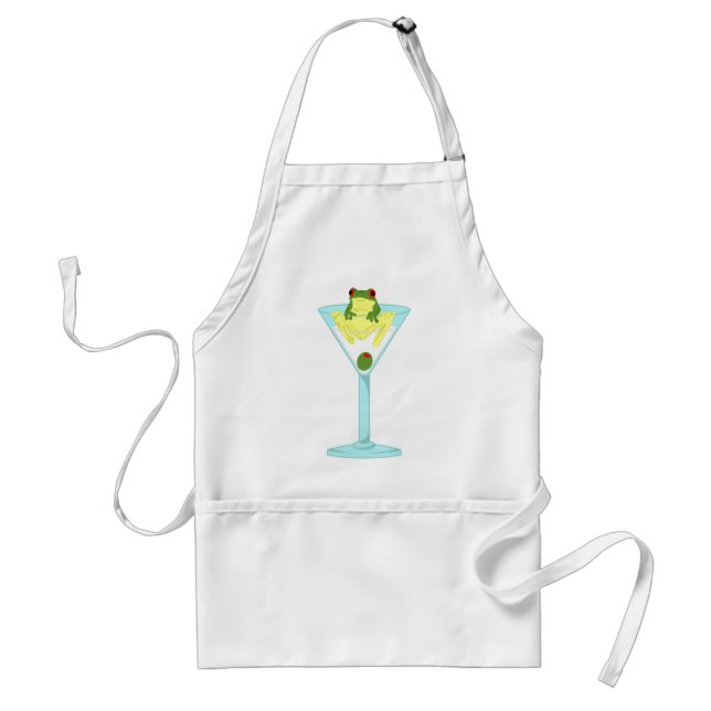 Frog & Olive in Martini Glass Adult Apron (Front)