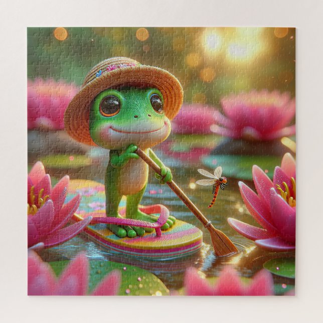Frog On A Flip-Flop In a Pond Jigsaw Puzzle (Vertical)
