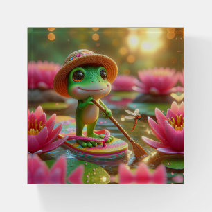 Frog On A Flip-Flop In a Pond Paperweight