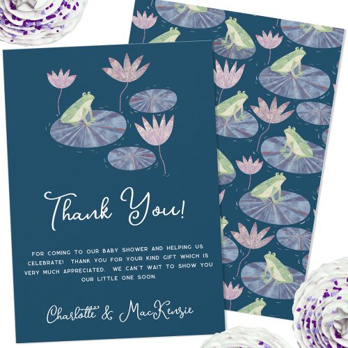 Frog on a Lily Pad Baby Shower Thank You Card