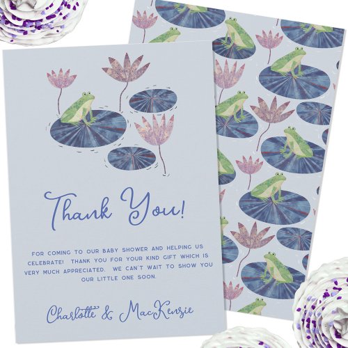 Frog on a Lily Pad Baby Shower Thank You Card