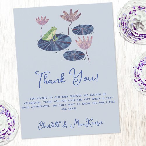 Frog on a Lily Pad Baby Shower Thank You Postcard