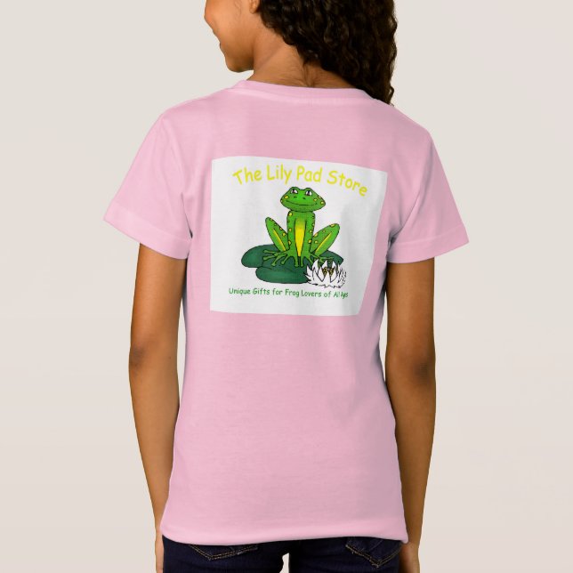 Frog on a Lily Pad Kid's Pink  T-Shirt (Back)