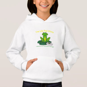 Frog on a Lily Pad Kid's White  Hoodie