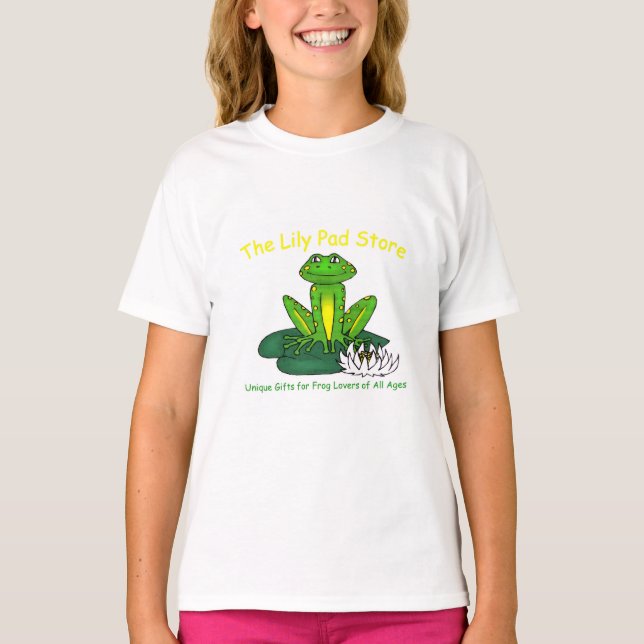 Frog on a Lily Pad KId's White T-Shirt (Front)