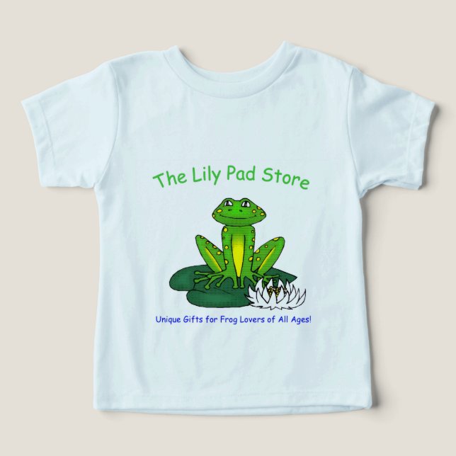 Frog on a Lily Pad Light Blue Toddler T-shirt (Design Front)