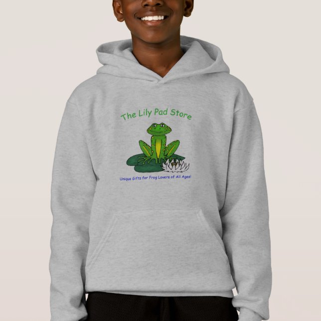 Frog on a Lily Pad Light Gray  Hoodie (Front)