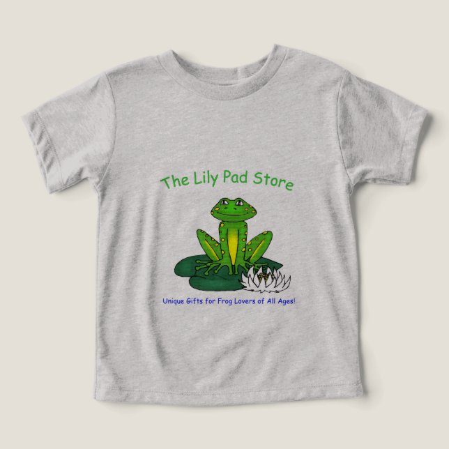 Frog on a Lily Pad Light Gray  Toddler T-shirt (Design Front)