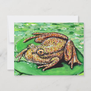 Frog on a Lily Pad Painting Postcard