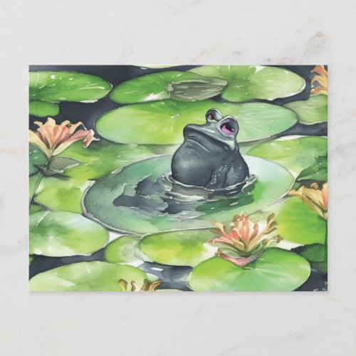 Frog On A Lily Pad Postcard