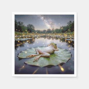 Frog On a Lily Pad with Fireflies Napkins
