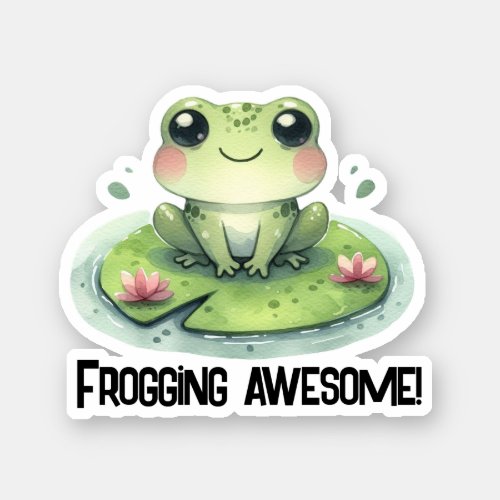 Frog on a Lilypad Sticker