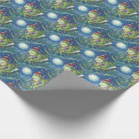 Cute Festive Mushroom and Frog Pattern Christmas Wrapping Paper Sheets