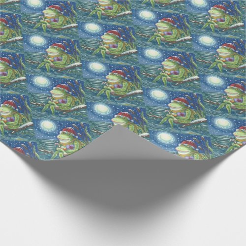 FROG ON A LOG CHRISTMAS HOLIDAY WRAPPING PAPER