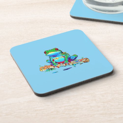 Frog on a Log _ Cute Little Tree Frog Beverage Coaster