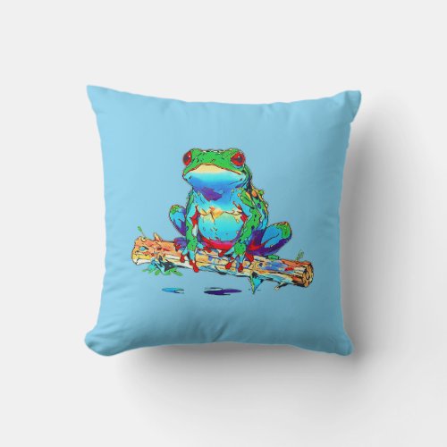 Frog on a Log _ Cute Little Tree Frog Throw Pillow