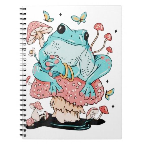 Frog On A Mushroom Cute Frog Notebook