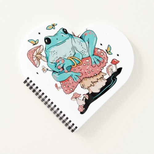 Frog On A Mushroom Cute Frog Notebook