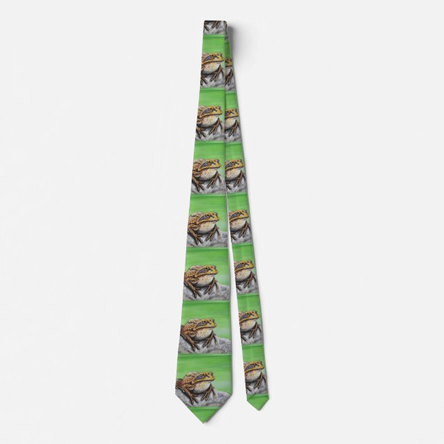 Frog on a Rock painting Neck Tie (Front)