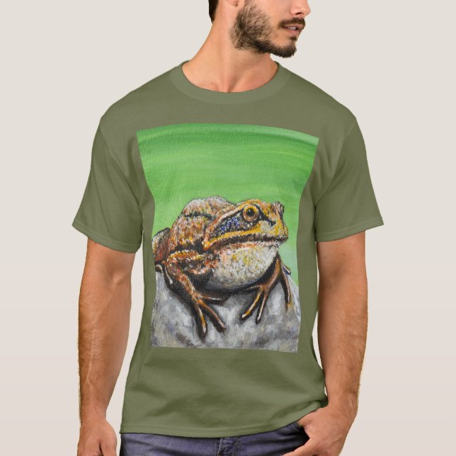 Frog on a Rock painting T-Shirt (Front)