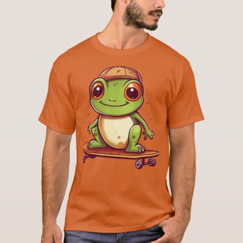 Frog on a skateboard 3 T_Shirt