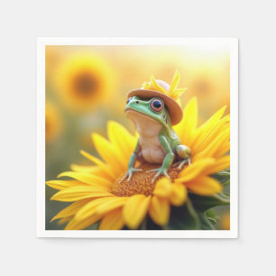 Frog On a Sunflower Napkins