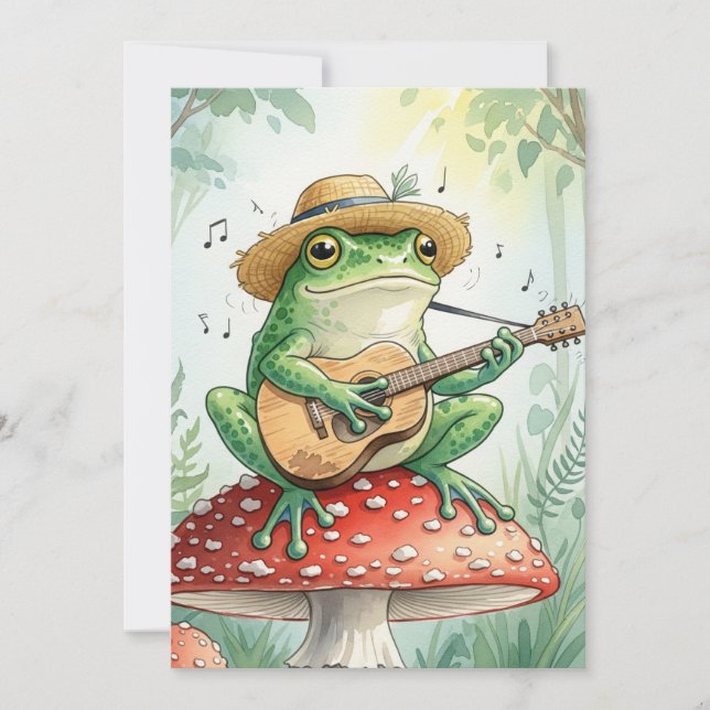 Frog on a Toadstool Holiday Card (Front)