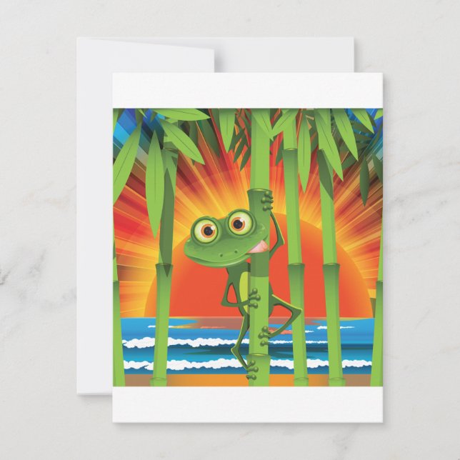 Frog On Bamboo Invitations (Front)