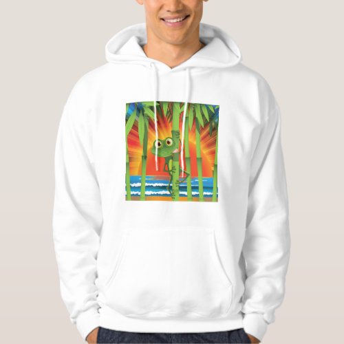 Frog On Bamboo Mens Hoodie