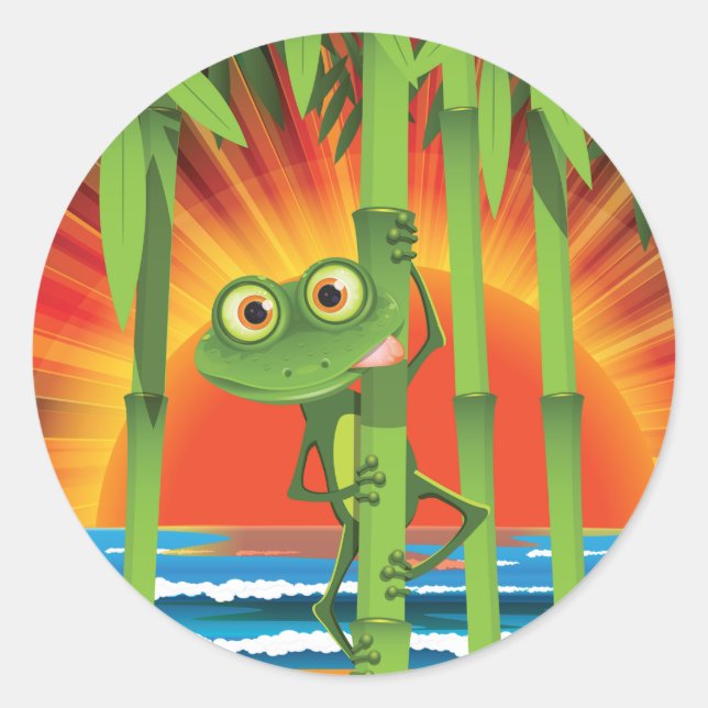 Frog On Bamboo Stickers (Front)