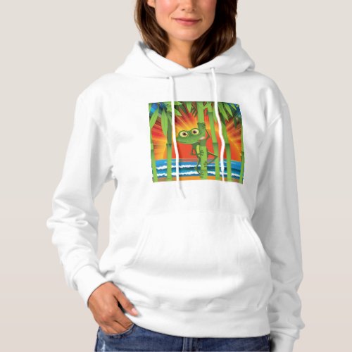 Frog On Bamboo Womens Hoodie