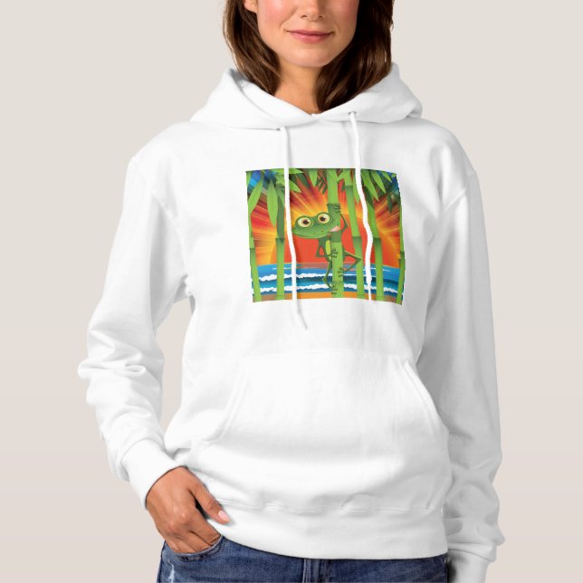 Frog On Bamboo Womens Hoodie (Front)