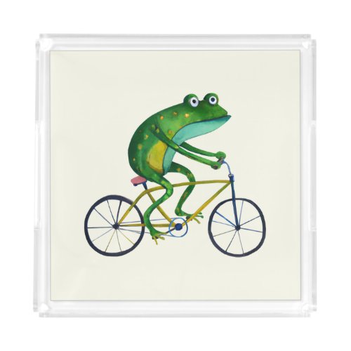 Frog On Bicycle Acrylic Tray